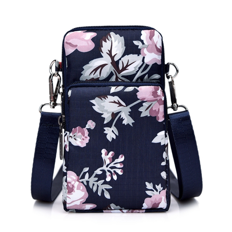 Printed Crossbody Mobile Phone Bag Mini Wallet With Arm Band, Deep Blue Rose, Dark Blue Peony, Black Flower, Blue Printing, Rural Flower, Brown Printing, Aquarius, Black Flower1, Heart, Animal Park, Square Dot, Pink Holiday, Scenery, Blue Leaf, Star...