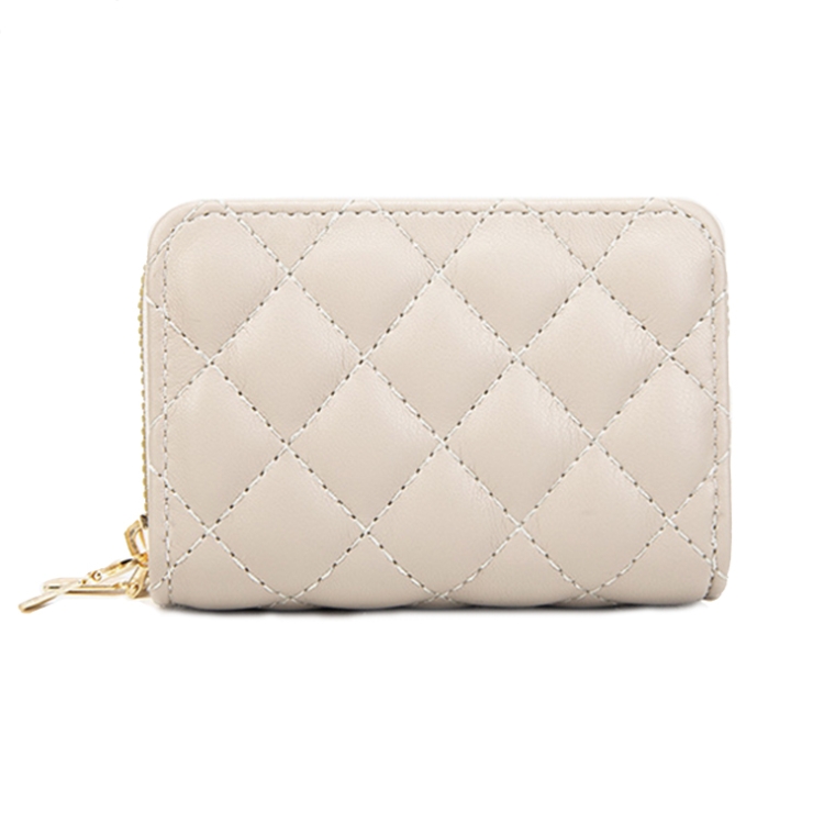 Large Capacity Double Layer Zipper Wallet Multi-card Slot Rhombus Card Holder