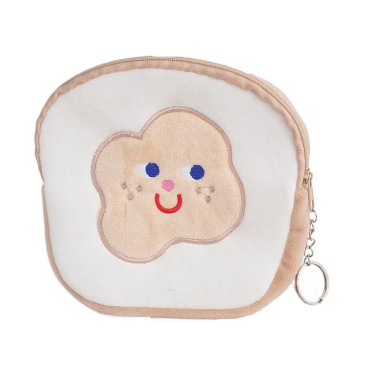 Cute Breakfast Cartoon Wallet Coin Lipstick Data Cable Storage Bag Purse, Fries, Bread, Milk, Beer, Yogurt, Hamburger