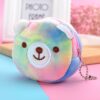 Mini Colorful Round Plush Coin Purse Lipstick Data Cable Portable Bag, Rabbit, Kitten, Bears, Colt, Big Eyes Rabbit, Big Eyes Colt