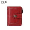 RFID Anti-theft Brush Women Wallet Multi Card Position Buckle Wallet Short Zipper Purse