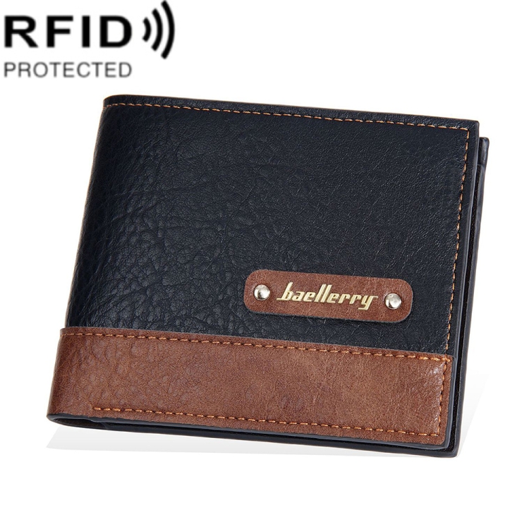 Baellerry DR112 RFID Anti-theft Splicing Horizontal Thin Zipper Wallet Card Holder