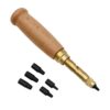 Interchangeable Multi-head Belt Rotary Punch DIY Leather Hole Punch, Original Wooden Handle, Black Wooden Handle
