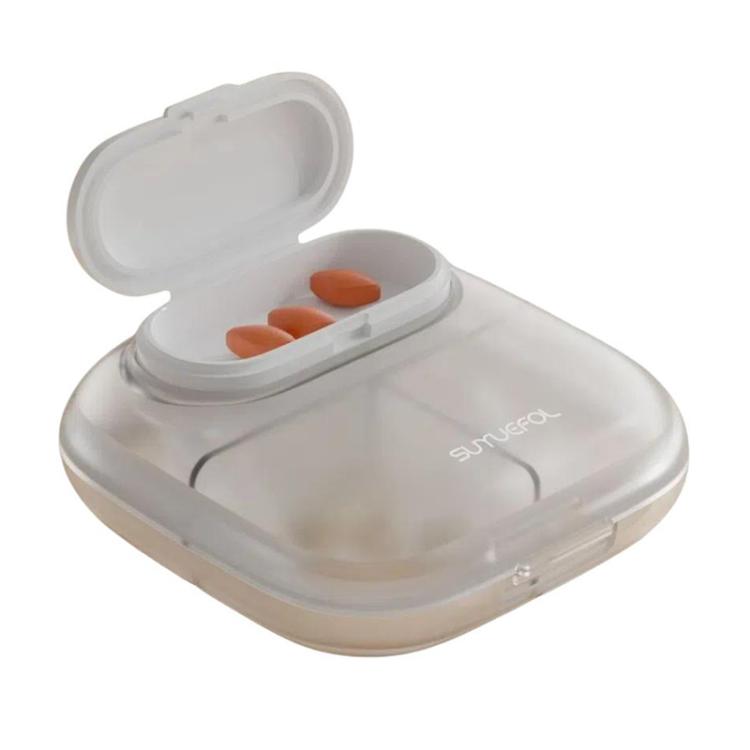 Portable Pill Box Dispenser Sealed Large Capacity Seven Days a Week Medication Organizer, 4 Grids White, 4 Grids Gray, 6 Grids White, 6 Grids Gray
