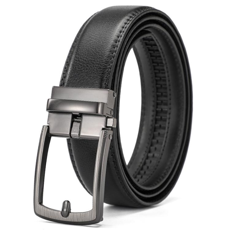 Dandali Men Leather Automatic Buckle Belt Side Press Section Fake Pin Buckle Belt, 110cm, 115cm, 120cm, 125cm, 130cm