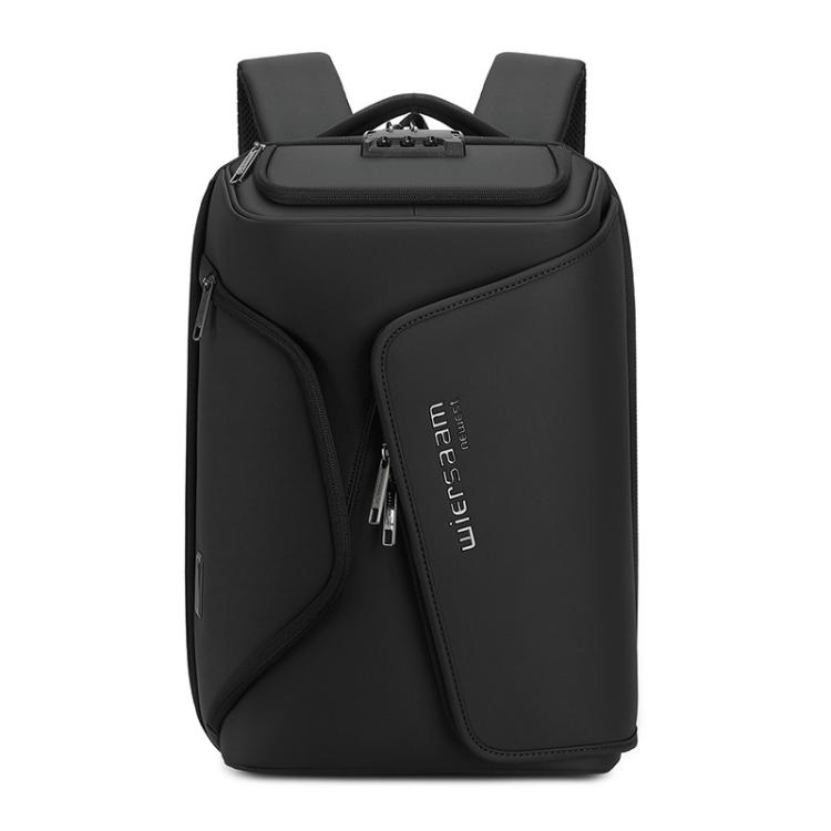 Wiersaam Men Anti-Theft Business Travel Backpack Water-Resistant Laptop Backpack With USB Charging Port, WY1330 Black, WY1330 Gray
