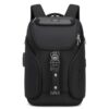 Wiersaam WY68173 Men Waterproof Anti-Theft Business Backpack With Lock & USB Ports, WY68173 Black