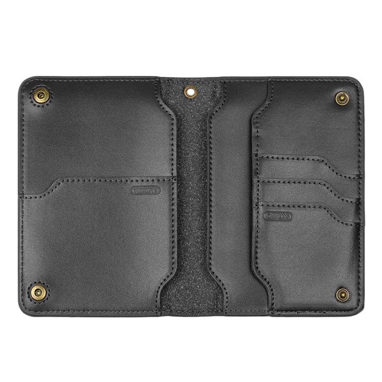 Genuine Leather Passport Card Holder ID/Boarding Pass Wallet with Card Slots & Ticket Pocket, Black, Brown, With Lanyard Black, With Lanyard Brown