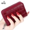 FQ-536 Leather Stone Pattern RFID Anti-Magnetic Credit Card Sleeve Accordion Multi-Card Slot Business Card Holder
