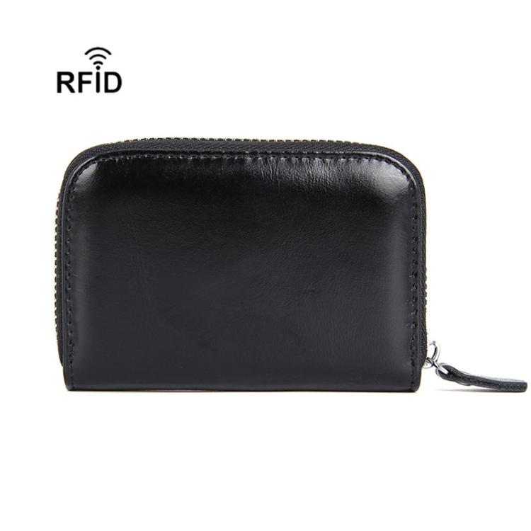 FQ666 Leather RFID Anti-Skimming Accordion Card Holder Multi-Card Slot ID Card Clip