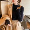 Half-Neck Collar Knitted Sweater Slim-Fit Long-Sleeved Inner Layer Top, S, M, L, XL