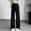 High Waisted Straight-leg Loose Fitting Wide Leg Pants, Spring/Autumn Black Regular, Spring/Autumn Dark Gray Regular, Spring/Autumn Beige Regular, Spring/Autumn Oatmeal Regular