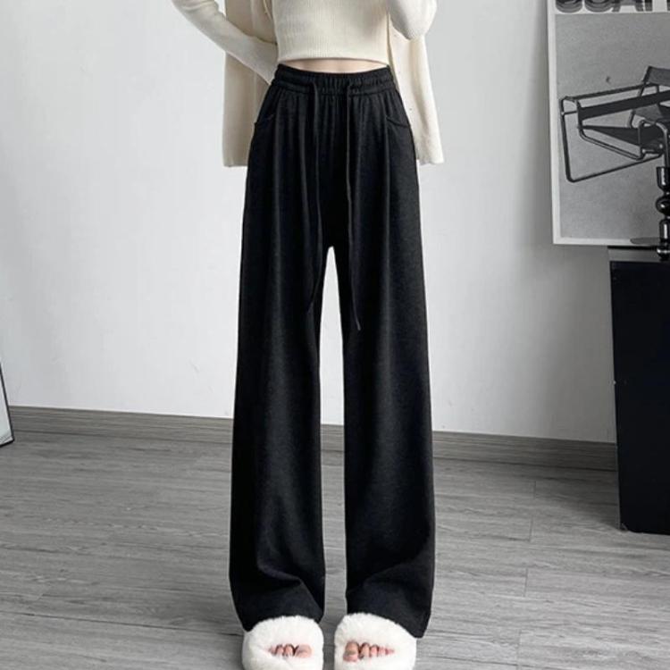 High Waisted Straight-leg Loose Fitting Wide Leg Pants, Spring/Autumn Black Regular, Spring/Autumn Dark Gray Regular, Spring/Autumn Beige Regular, Spring/Autumn Oatmeal Regular