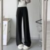 High Waisted Straight-leg Loose Fitting Wide Leg Pants, Pocketless Spring/Autumn Black Regular, Pocketless Spring/Autumn Beige Regular, Pocketless Spring/Autumn Dark Gray Regular, Pocketless Spring/Autumn Oatmeal Regular