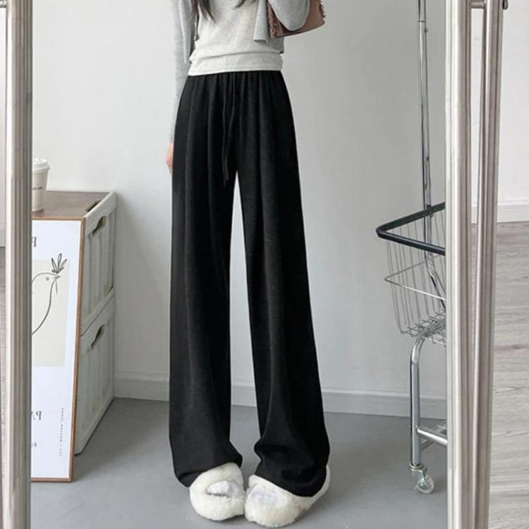 High Waisted Straight-leg Loose Fitting Wide Leg Pants, Pocketless Spring/Autumn Black Regular, Pocketless Spring/Autumn Beige Regular, Pocketless Spring/Autumn Dark Gray Regular, Pocketless Spring/Autumn Oatmeal Regular