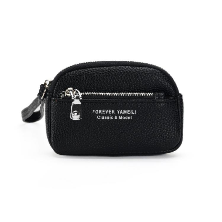 Yameili Women Zip Coin Purse Card Holder Cute Minimalist Wallet with Dual Zipper Pockets