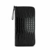 Women Long Alligator Pattern Wallet Multi-Card Holder Wristlet Clutch with Textured Shiny Finish