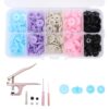 No-Seam Snap Fastener Plastic Snaps With Storage Box Installation Tool, 50pcs /Sets Mixed Colors, 120pcs /Sets Mixed Colors
