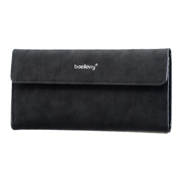 Baellerry C3099 Men Long Wallet Minimalist Flip Cover Multi-Card Holder Business Casual Tri-Fold Matte Clutch