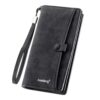 Baellerry C3258 Men Long Wallet Business Casual Snap Closure Money Clip Matte Finish Multi-Card Zipper Clutch