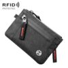 Anti-Theft Card Holder RFID-Protected Portable Key Coin Wallet Multifunctional Travel Document Case, Black With Red Zipper, Black, Black With hook, Black Red Zipper With Hook, Black With Lanyard, Black Red Zipper With Lanyard, Large Black With Red Zipp...