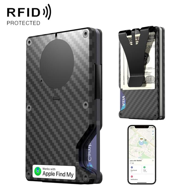 Find My Enabled Metal Wallet Built-in Tracker Chip & RFID Blocking Anti-Loss Aluminum Card Holder with Sound Alert
