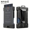 Aluminum RFID Blocking Badge Holder with Clear Card Window Metal ID Card Wallet With Belt Clip