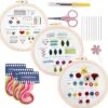 3-In-1 Embroidery Starter Kit For Beginners DIY Stitch Practice Sampler With English Instructions
