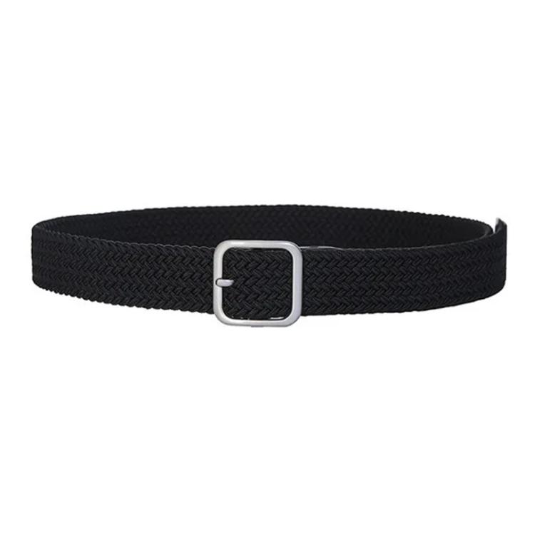 Woven Canvas No Perforation Square Buckle Belt, 105cm