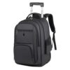 Large Capacity Wheeled Backpack for Men Carry-On Trolley Laptop Backpack with Hidden Shoulder Straps