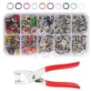 Metal 5-Claw Snap Button Set Colorful Snap Fasteners For Clothing, 100 Hollow + Pliers, 100 Solid + Pliers, 200 Solid + Pliers, 200 Solid + Pliers + Power Rod + Rubber Ring