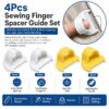 4Pcs Sewing Finger Spacer Guide Set Even Stitch Spacing Tool for Hand Sewing, Quilt Template Ruler for Consistent Stitching Includes 3mm & 4mm Gauges