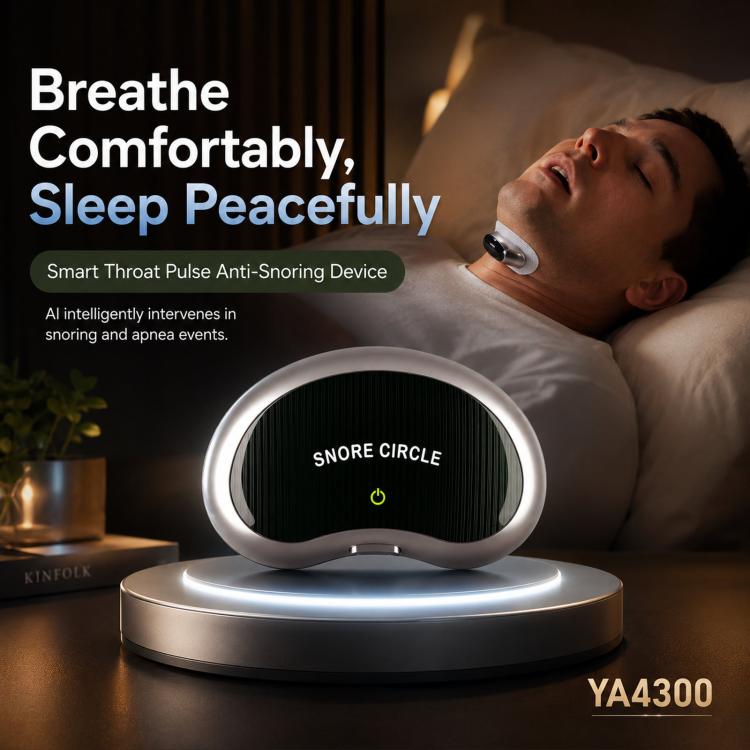 SNORE CIRCLE Smart Anti-Snoring Device Wearable TENS & EMA Throat Snore Stopper With App Tracking Sleep Aid For Adults, YA4300