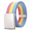 Rainbow Canvas Web Belt Striped Casual Flip-Top Buckle Belt With Bottle Opener, 120cm