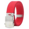 Men Canvas Web Belt 32mm Narrow Casual Belts With Slider Automatic Buckle, 115cm, 125cm