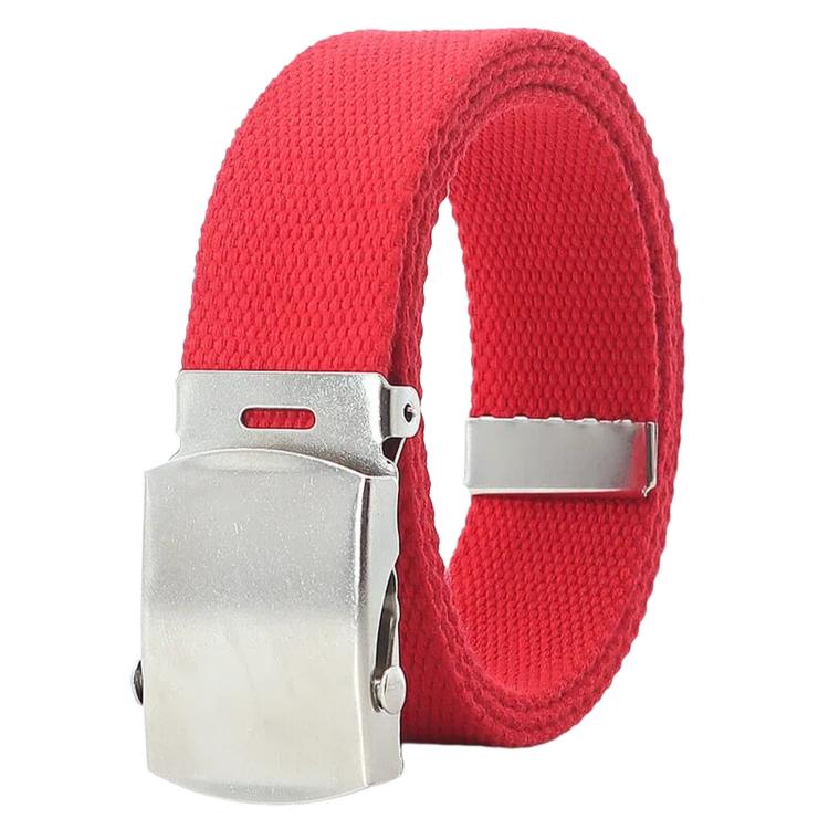 Men Canvas Web Belt 32mm Narrow Casual Belts With Slider Automatic Buckle, 135cm