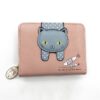 Women Cute Cat Wallet Small Zipper Wallet PU Leather Coin Purse Card Holder, Cat Pink, Cat Rose Red, Cat Black, Cat Blue, Cat Green