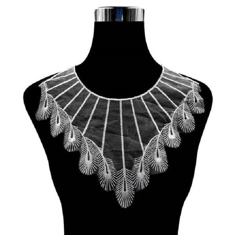 Feather-shaped Lace Embroidery Collar Flower Fake Collar DIY Clothing Accessories, Size: 29 x 27cm