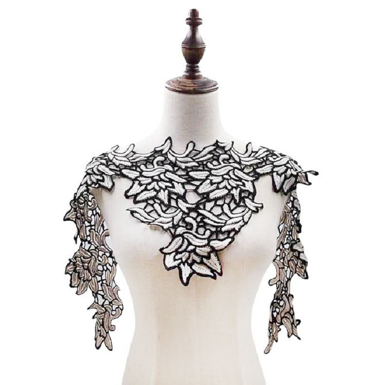 Lace Two-color Flower Embroidery Cloth Sticker DIY Clothing Decoration Cloth, Size: About 112 x 30cm