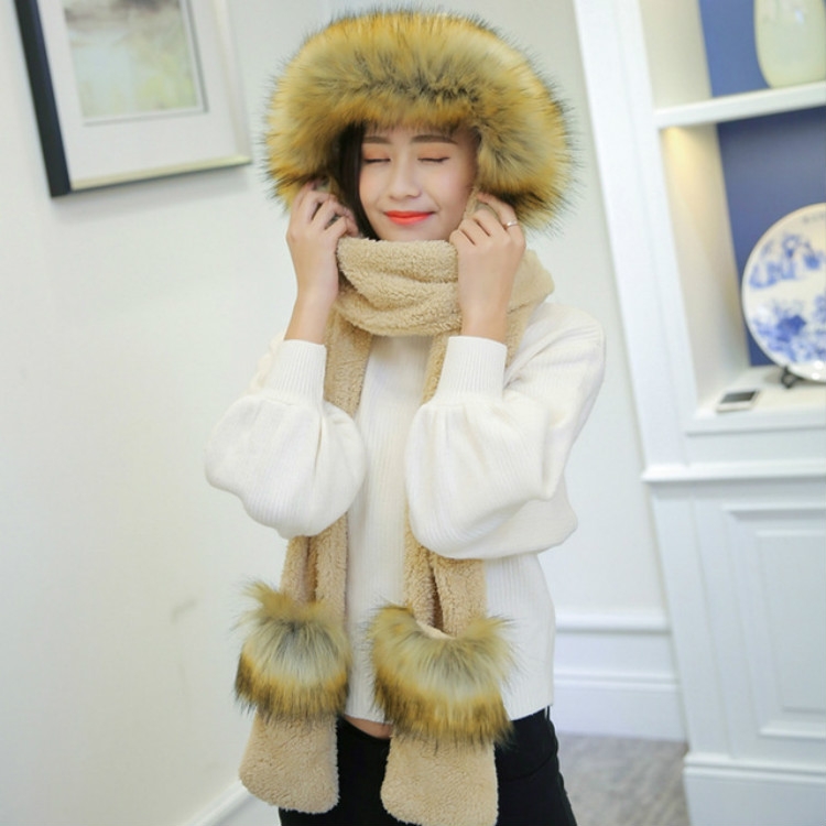 Autumn and Winter One-piece Warm Scarf Gloves Bomber Hats for Women, One Size
