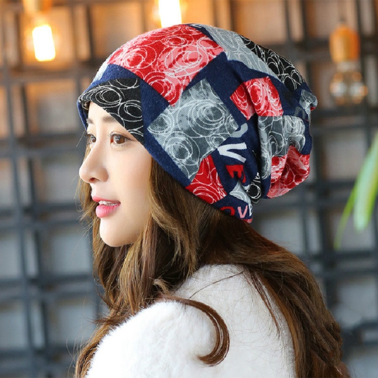 Women Autumn and Winter Wild Turban Hat Scarf Dual Purpose Confinement Cap, One Size