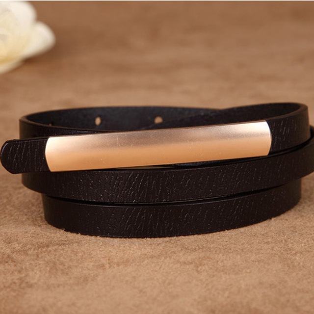 Women Flat Super Long Alloy Buckle Genuine Leather Fine Belt, Size: 1000 x 12mm