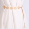Women Metal Waist Chain Openwork Circle Decoration Waist-chain Lady Dress Belt, Length: 110cm