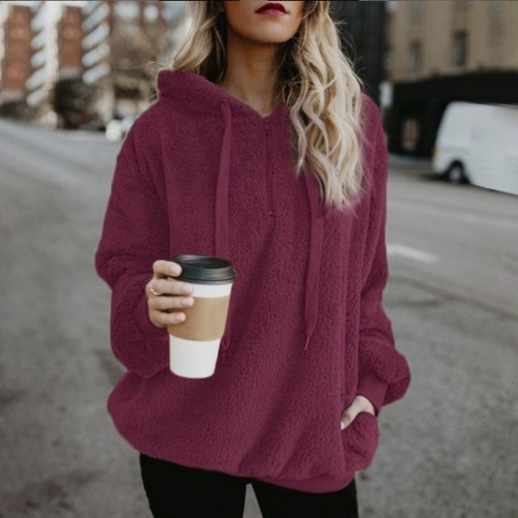 Long-sleeved Hooded Solid Color Women Sweater Coat (Color:Dark Gray Size:XXXXXL), Color:Wine Red Size:S, Color:Green Size:S, Color:Dark Gray Size:S, Color:Light Grey Size:S, Color:Dark Blue Size:S, Color:Wine Red Size:M, Color:Green Size:M...