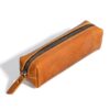 Crazy Horse Leather Stationery Pencil Case Zippered Storage Bag