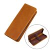 Vintage Genuine Leather Square Zipper Pen Pouch Pencil Case