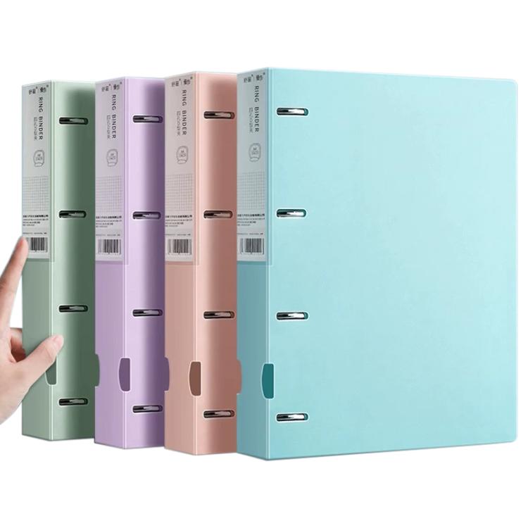 A4 Thickened Four-hole Document Storage Binder Folder, 4pcs with Hole Puncher, 4pcs, 4pcs with 100 Pages Inner Pocket, Blue+Green with Hole Puncher, Blue+Pink with Hole Puncher, Blue+Purple with Hole Puncher, Pink+Purple with Hole Puncher...