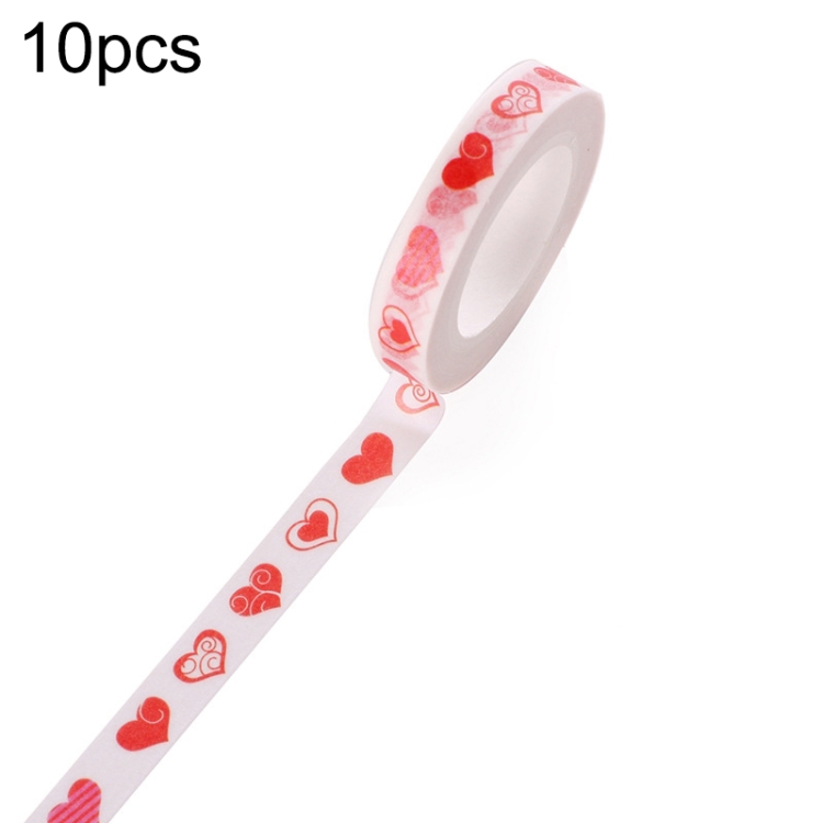 10pcs Paper Tape Hand Ledger Decoration Sticker, 8mmx10m, Red Love SM-11, Black Scissors SM-12, Colorful Clip SM-13, Colorful Fish SM-14, Weather SM-15, Clip Needle SM-16, Love English SM-18, Fresh Strawberry SM-19, Snowflake SM-20, Pencil SM-21...