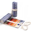 Handmade Canvas Pen Curtain Large-Capacity Pencil Case For Boys And Girls Color Pencil Sketch Stationery Box, 36 Holes, 48 Holes