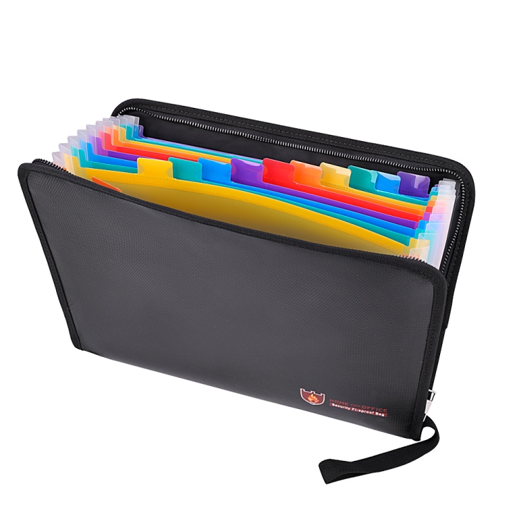 Fireproof Waterproof Accordion File Bag Document Organizer with 13 Pockets A4 Size, Color